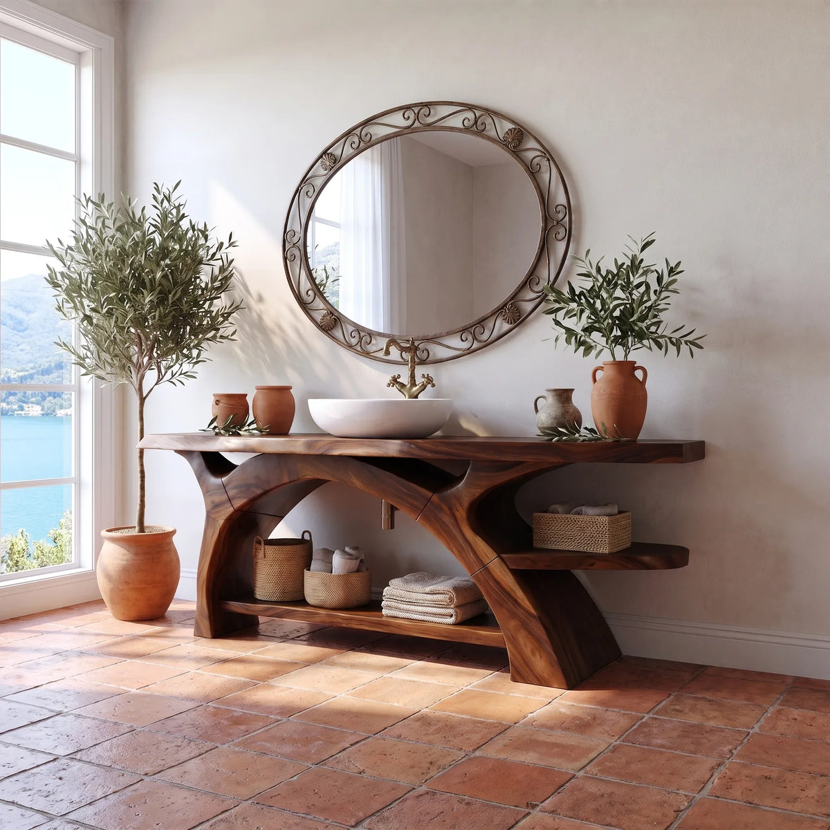 Serene Wooden Bathroom Vanity Bathroom Vanity With Sink Modern Bathroom Vanity Open Storage For Primary Bathroom