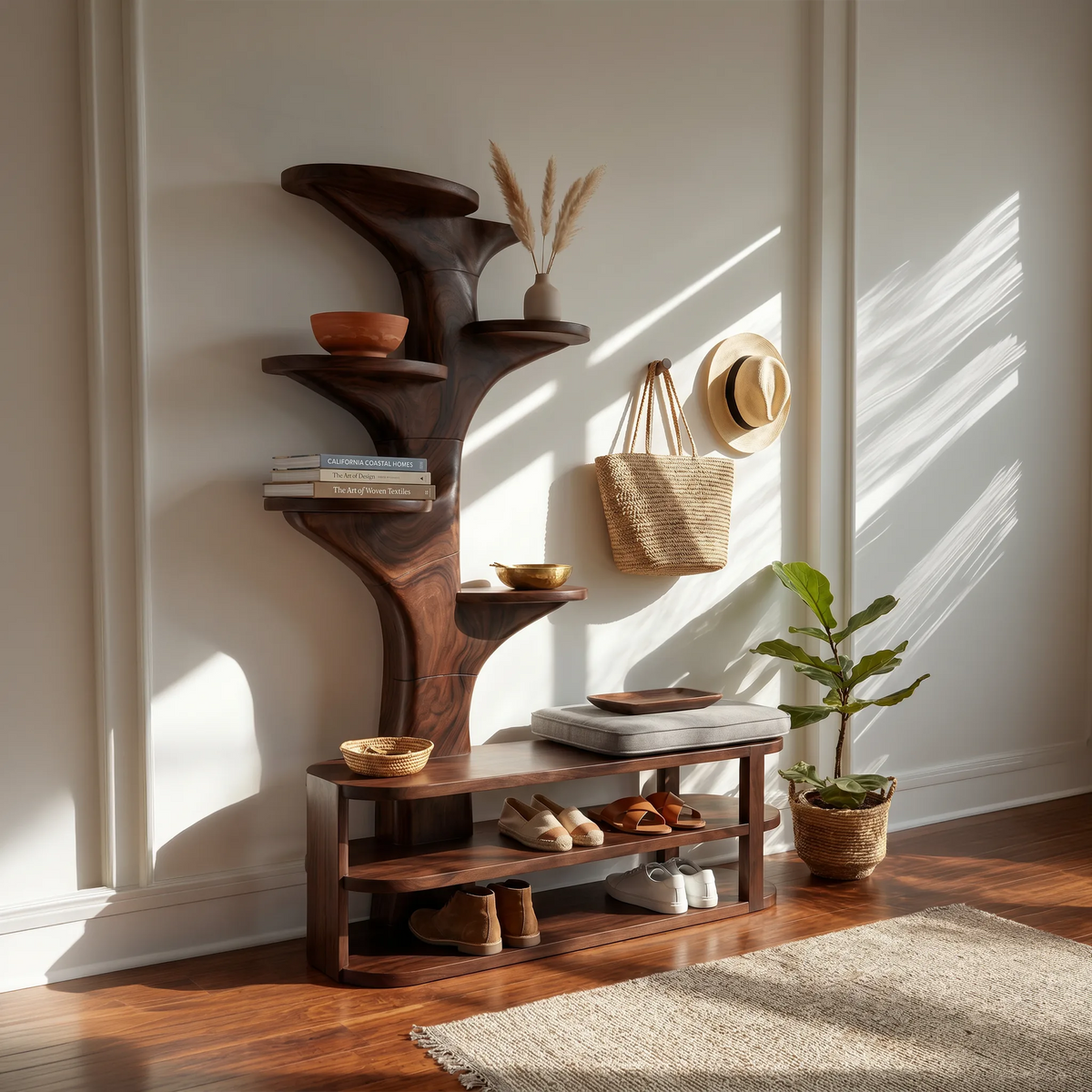 Industrial Shoe Rack Shelf For Loft Entryway Hallway Placement