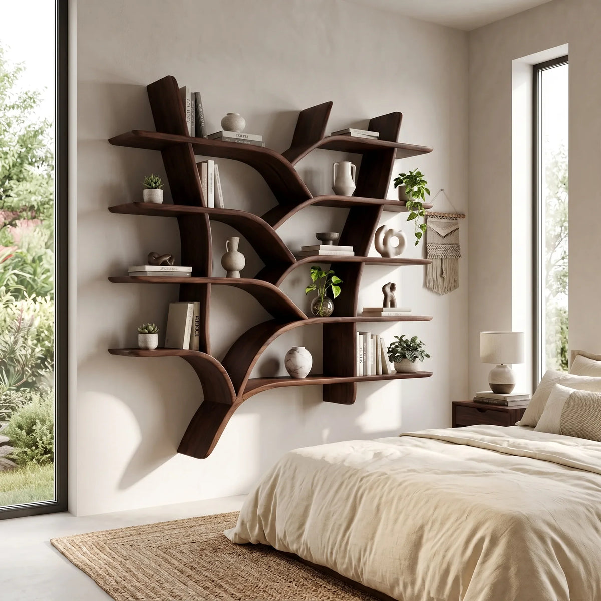 Mid Century Live Edge Bookshelves For Home Library