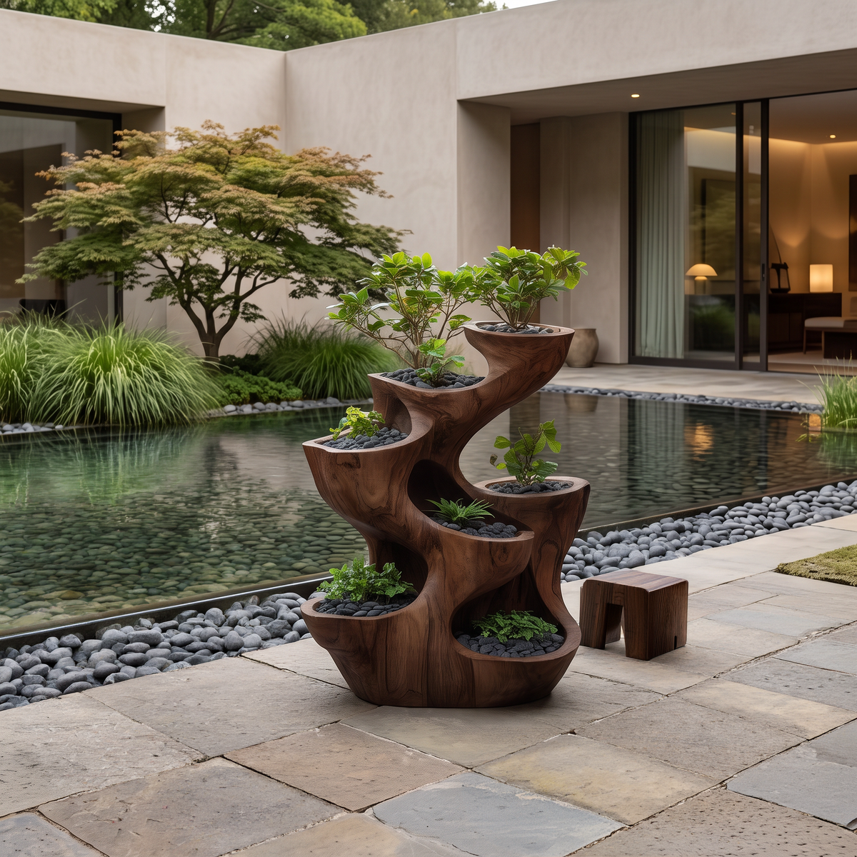 Organic Sculptural Multi Tier Planter For Garden Decor