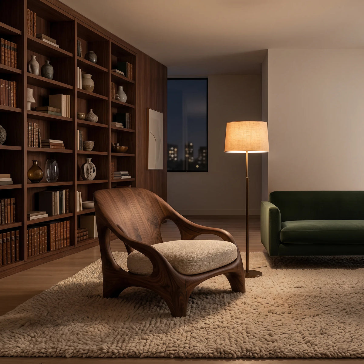 Modern Accent Chair With Organic Loop Frame For Living Room