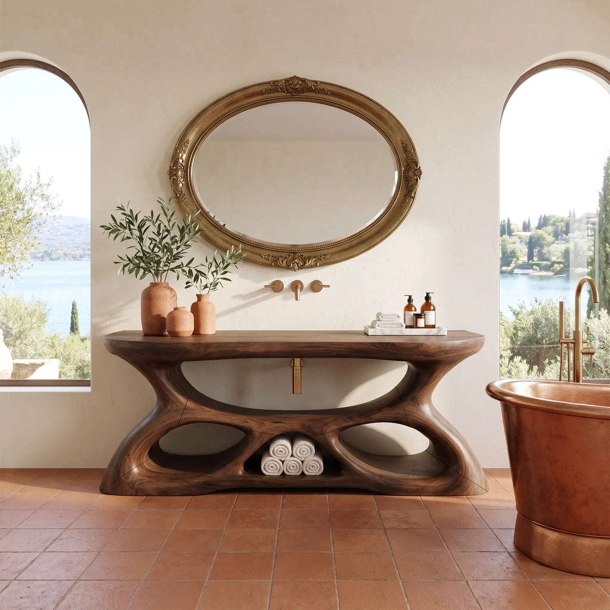 Graceful Bathroom Vanity With Sink Modern Bathroom Vanity Wooden Bathroom Vanity Sculptural Open Base For Primary Bathro