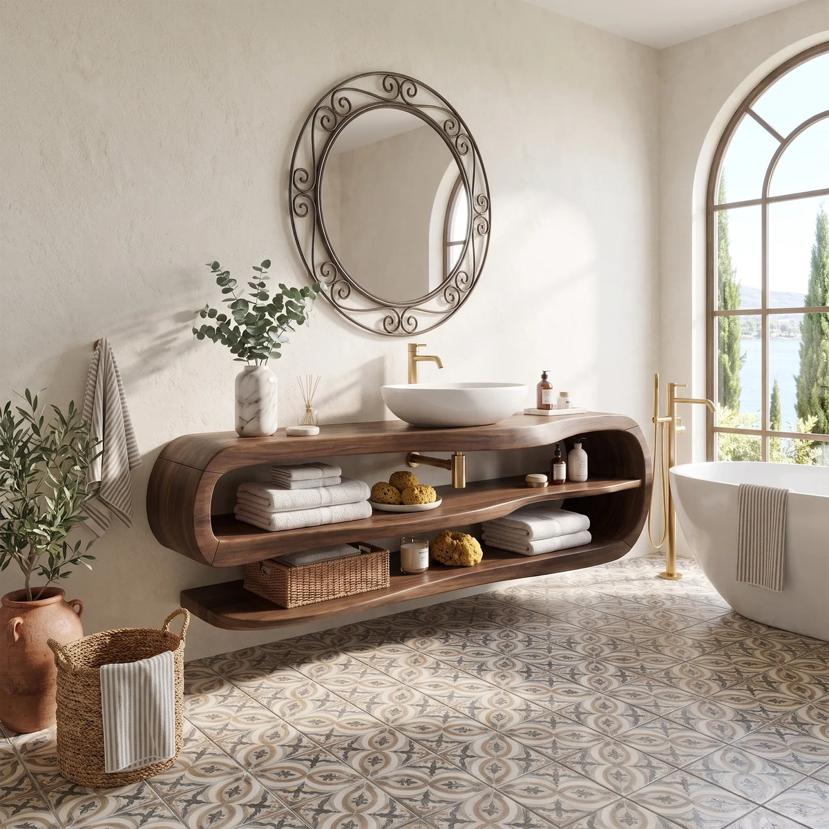 Peaceful Floating Bathroom Vanity Bathroom Vanity With Sink Modern Bathroom Vanity Long Double Shelf For Spa Bathroom