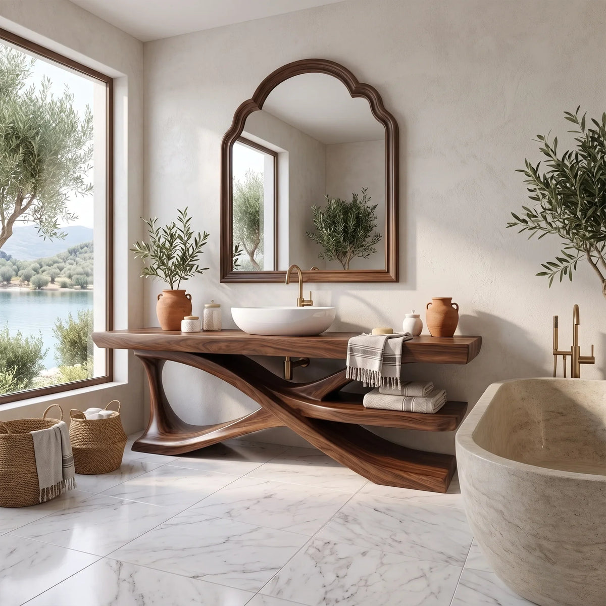 Minimal Modern Bathroom Vanity Bathroom Vanity With Sink Wooden Bathroom Vanity Extended Open Shelf For Contemporary Bat