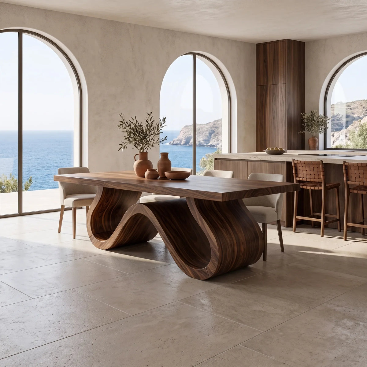 Sculptural Modern Dining Table Rectangle Dining Room Table For Living Room