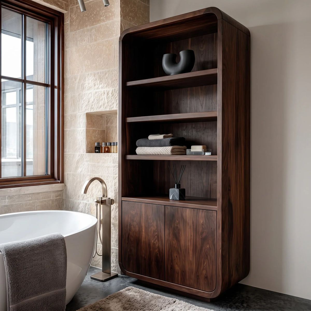 Modern Tall Bathroom Cabinet With Storage Doors For Bathroom