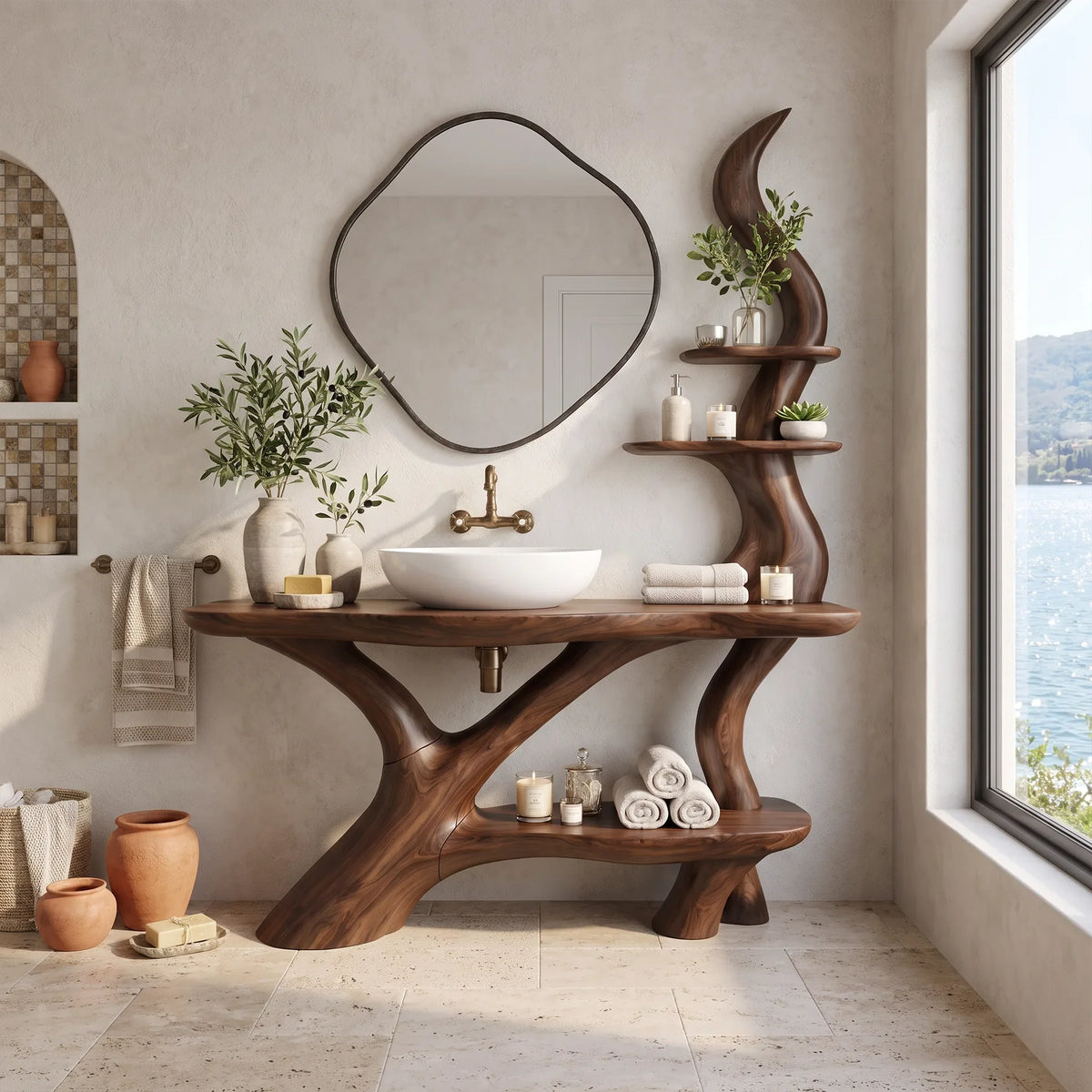 Calm Bathroom Vanity Bathroom Vanity With Sink Modern Bathroom Vanity Extended Side Shelves For Primary Bathroom