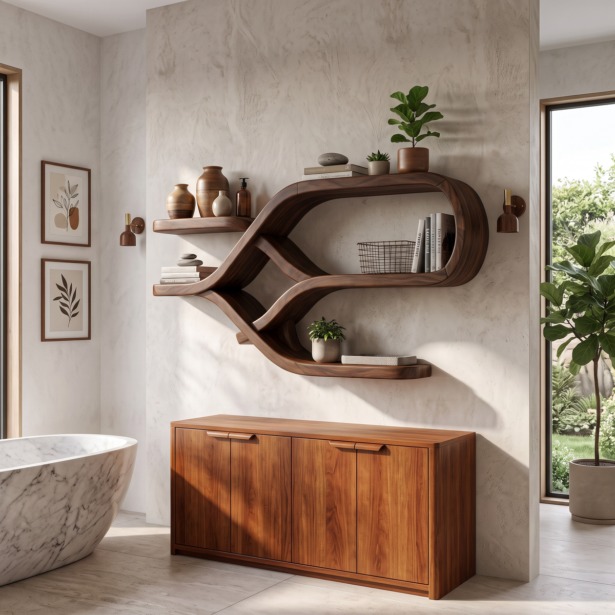 Modern Organic Floating Display Shelves For Bedroom