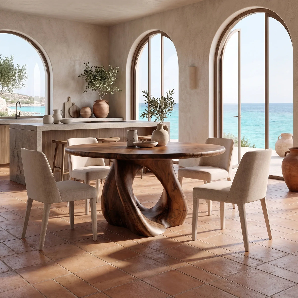 Serene Round Dining Table Modern Dining Room Table For Patio Dining Area
