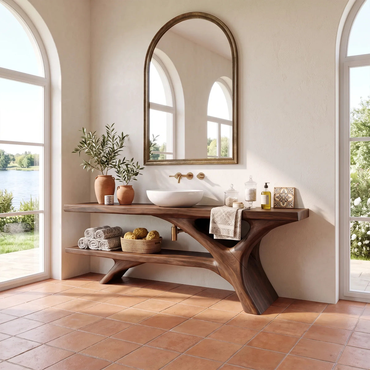 Organic Modern Bathroom Vanity Bathroom Vanity With Sink Open Shelf Design For Spa Bathroom