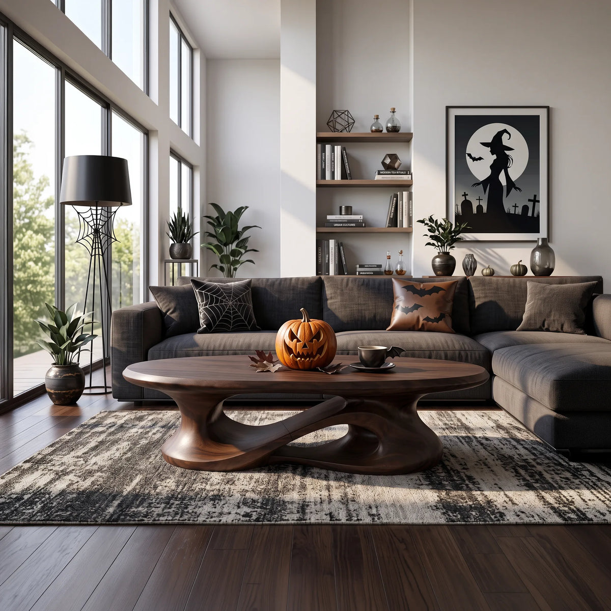 Contemporary Halloween Curved Coffee Table For Home Interior