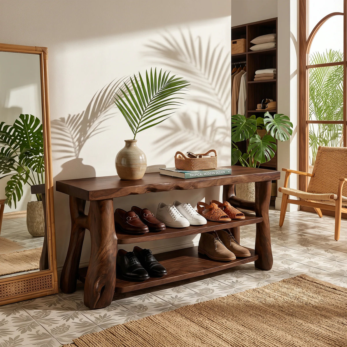 Modern Tall Shoe Rack For Apartment Hallway Storage Section