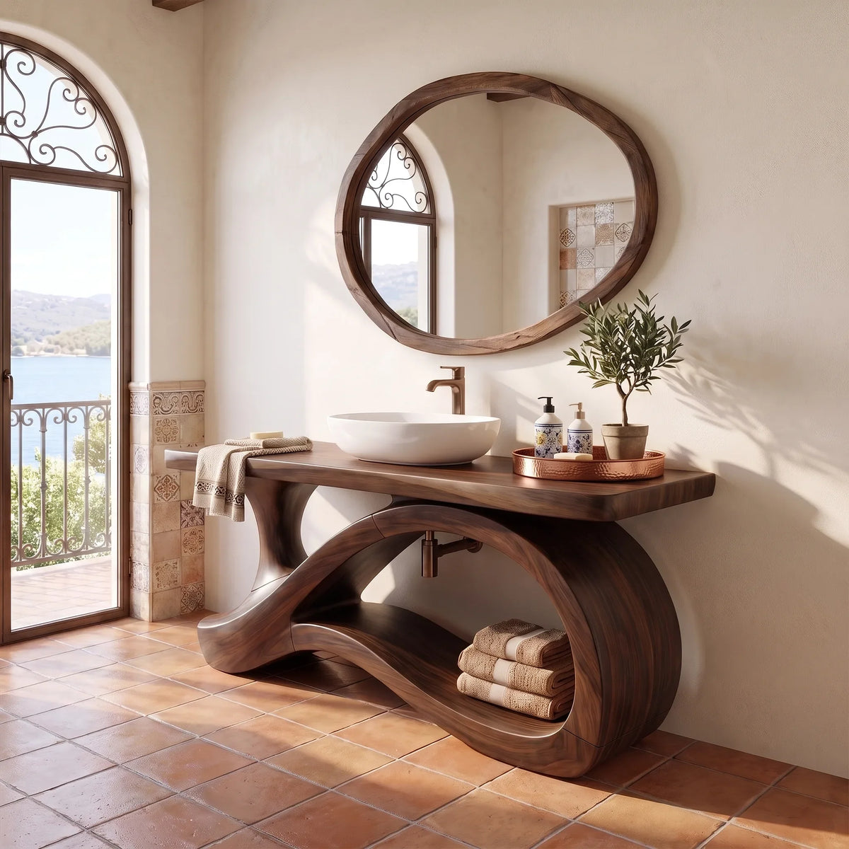 Airy Bathroom Vanity Bathroom Vanity With Sink Freestanding Bathroom Vanity Curved Base Storage For Primary Bathroom