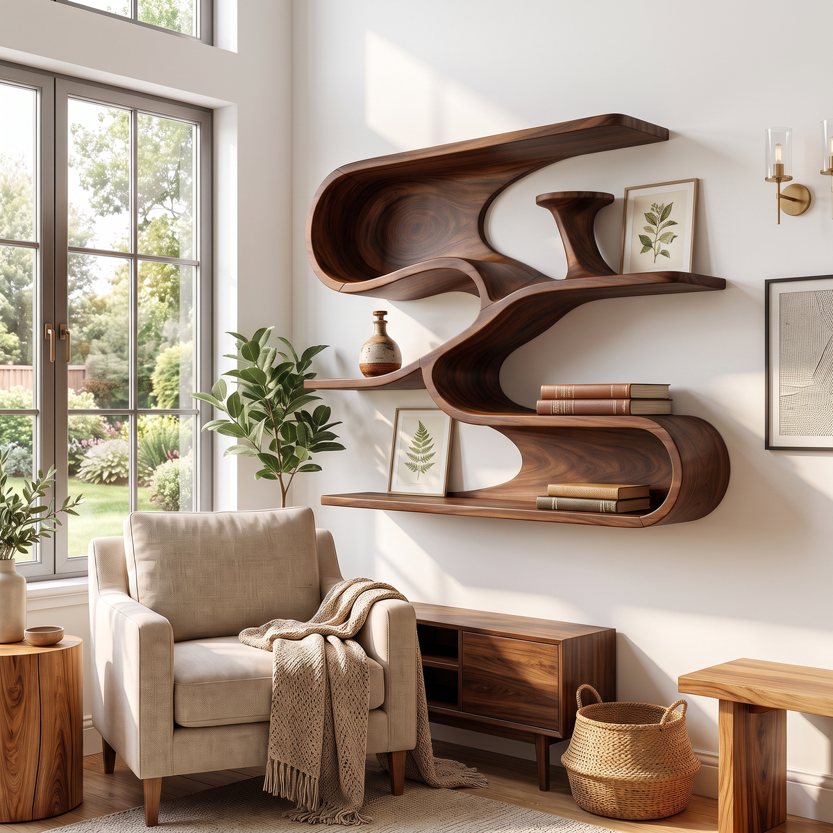 Modern Organic Decorative Wall Shelves For Bathroom