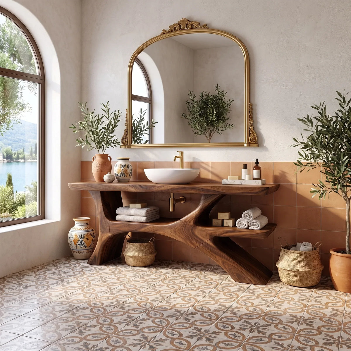 Airy Bathroom Vanity With Sink Modern Bathroom Vanity Wooden Bathroom Vanity Asymmetrical Open Shelf For Luxury Bathroom