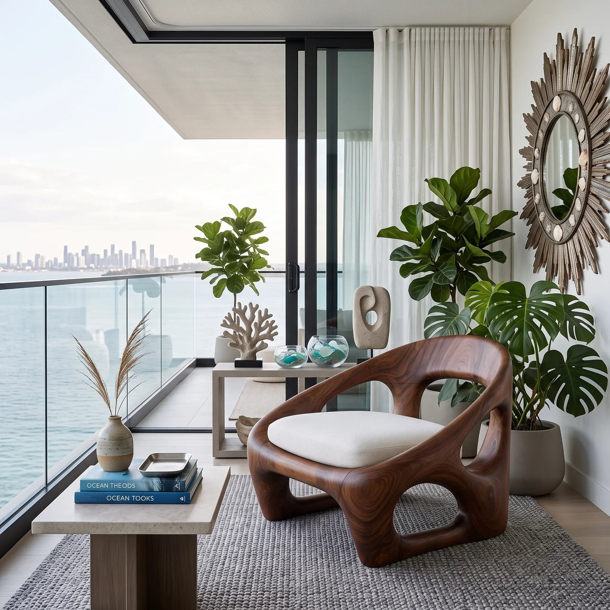 Modern Armchair With Biomorphic Open Frame For Luxury Living Room