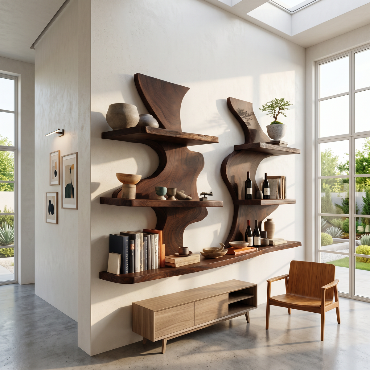 Organic Modern Decorative Wall Shelves For Living Room