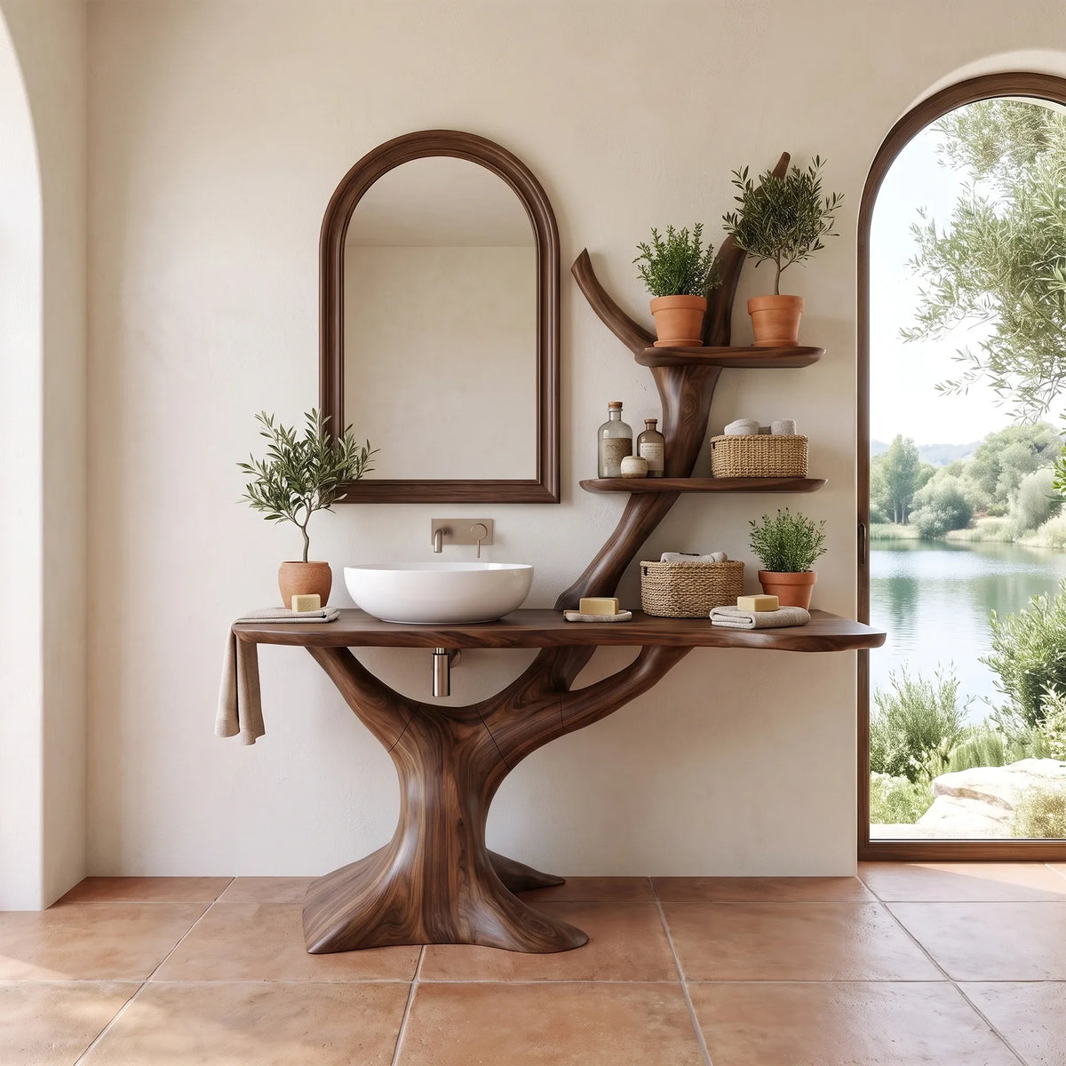 Artistic Bathroom Vanity With Sink Wooden Bathroom Vanity Modern Bathroom Vanity Tree Inspired Shelving For Contemporary