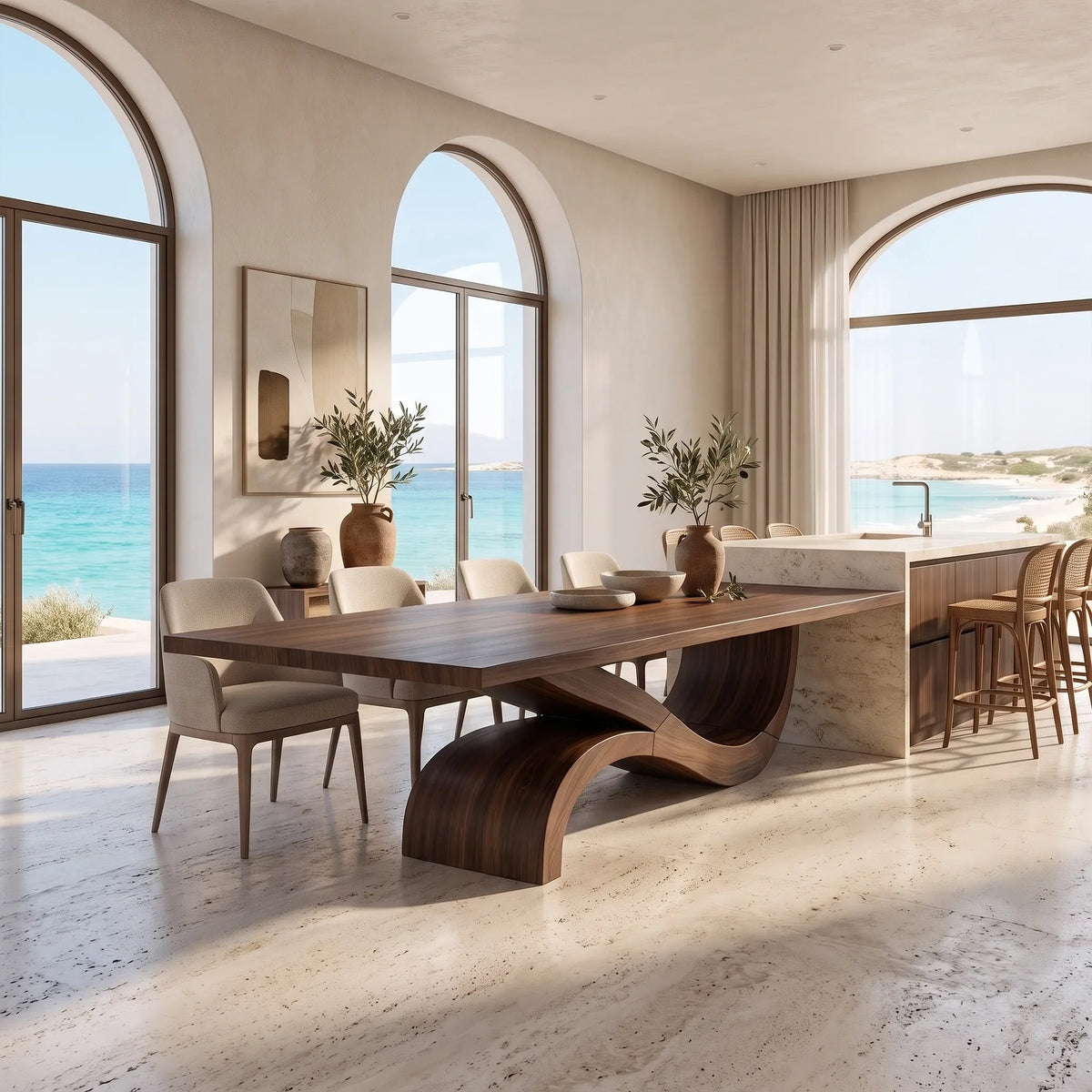Flowing Rectangle Dining Table Modern Dining Room Table For Open Dining Space
