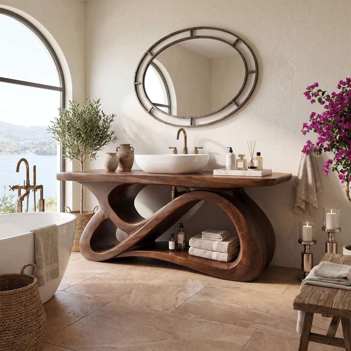 Elegant Bathroom Vanity Bathroom Vanity With Sink Freestanding Bathroom Vanity Loop Base Open Shelf For Master Bathroom