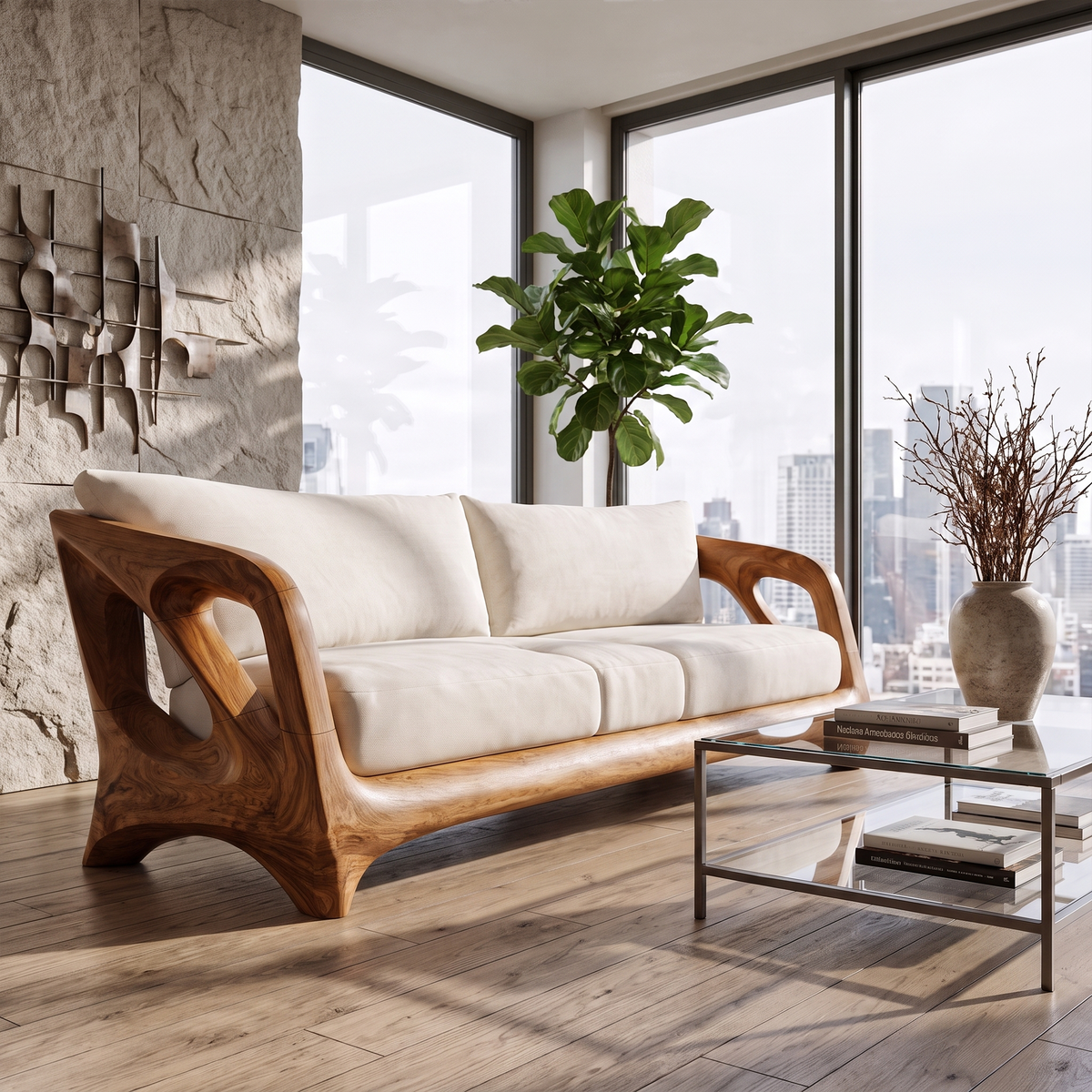 Contemporary Open Frame Sofa For Living Room And Lounge Area