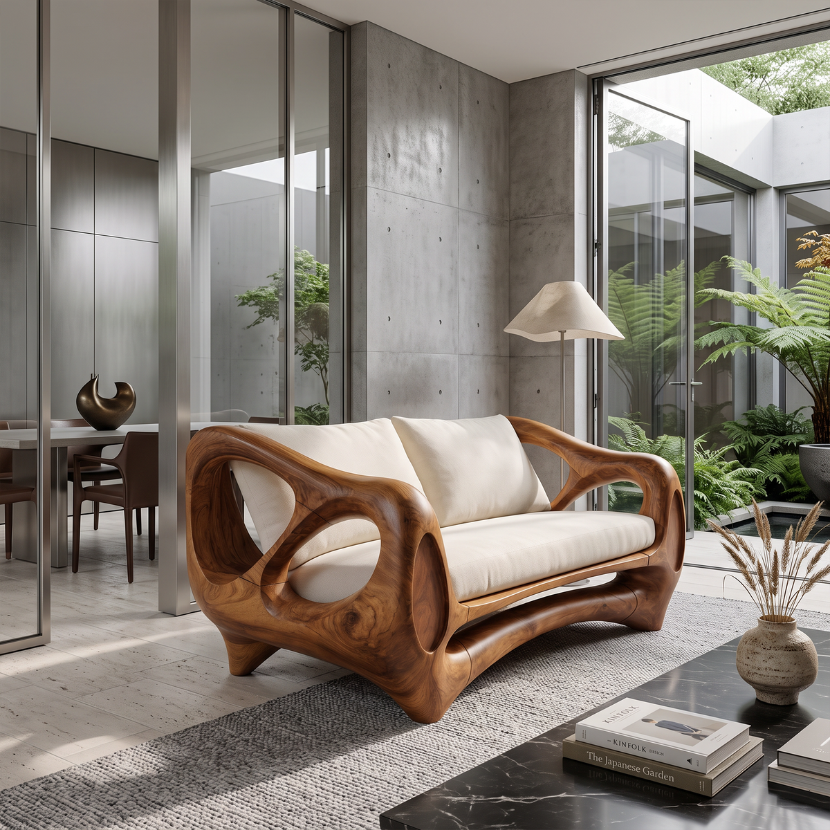 Scandinavian Curved Sofa For Living Room And Sunroom