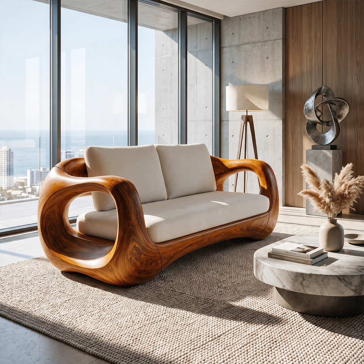 Modern Curved Frame Sofa For Living Room And Lounge Area