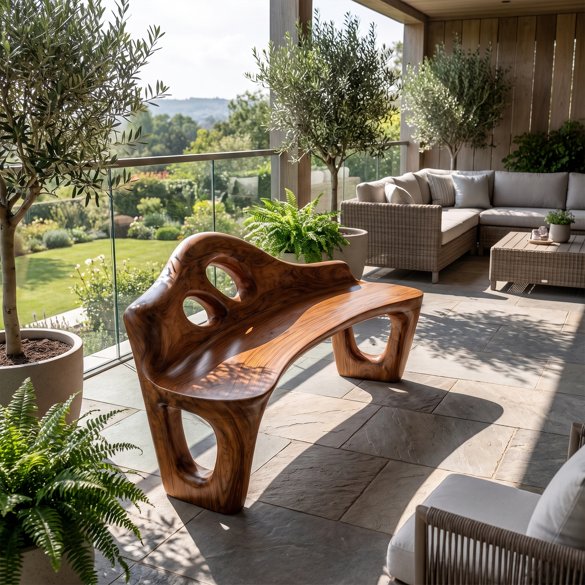 Sculptural Bench Handcrafted Freeform Design For Home