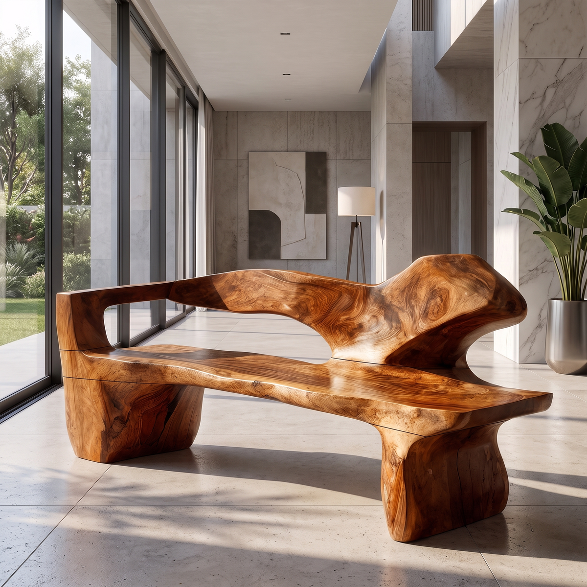 Rustic Bench Handcrafted Live Edge Design For Entryway