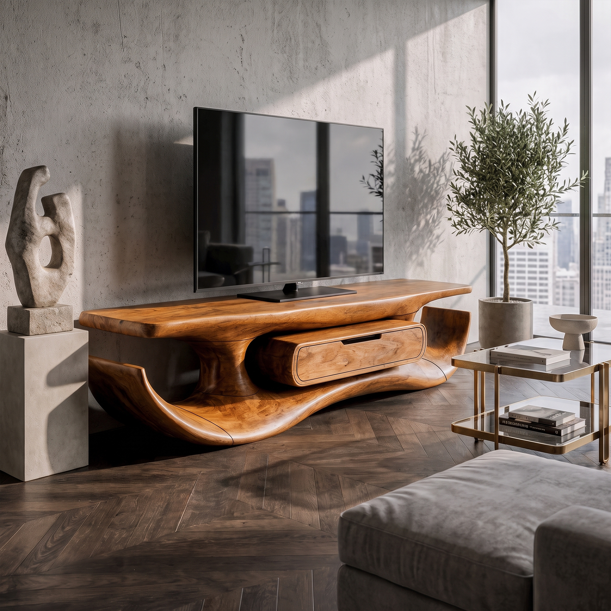 Organic Sculptural TV Cabinet For Living Room And Media Room