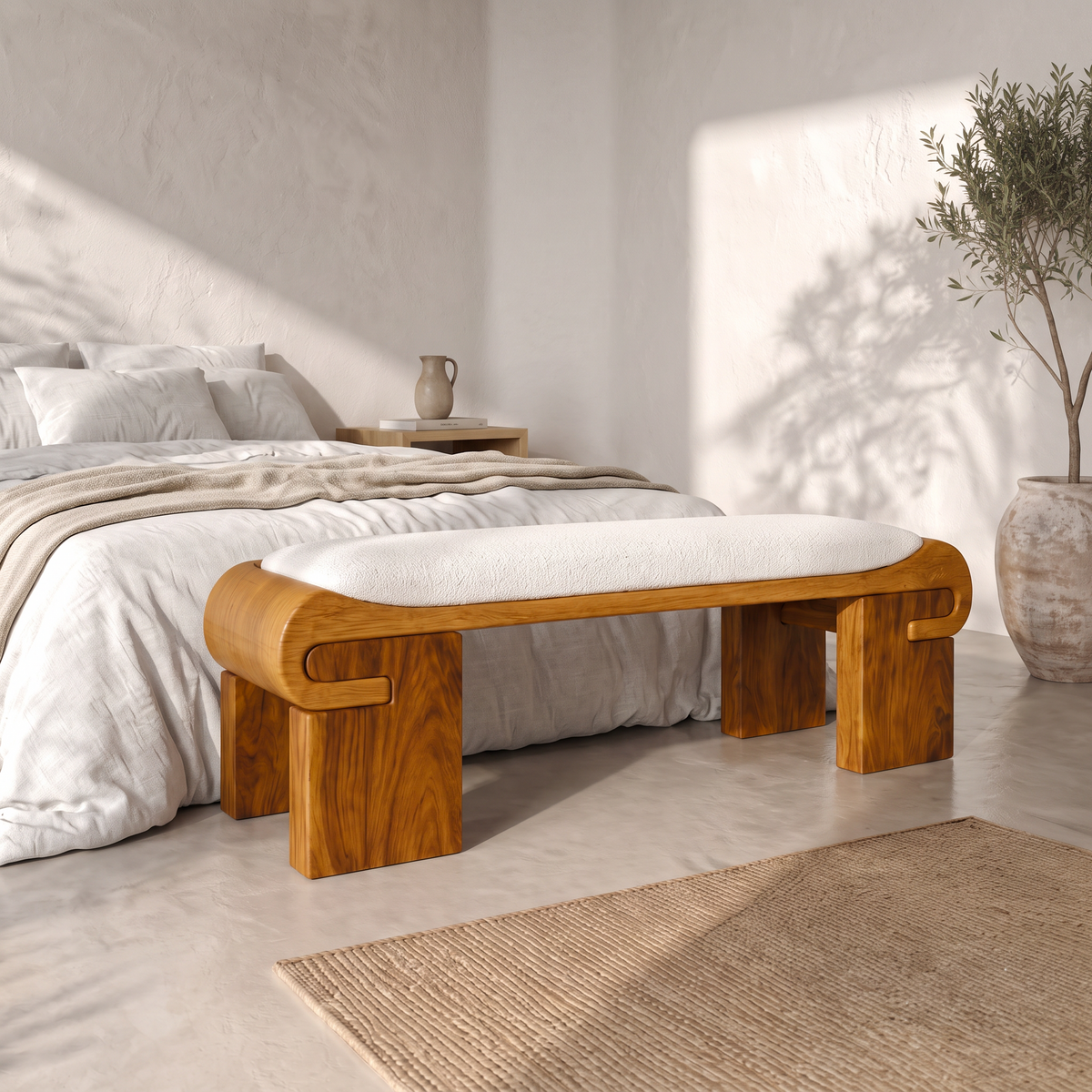 Modern Bench With Low Profile Design For Dressing Room