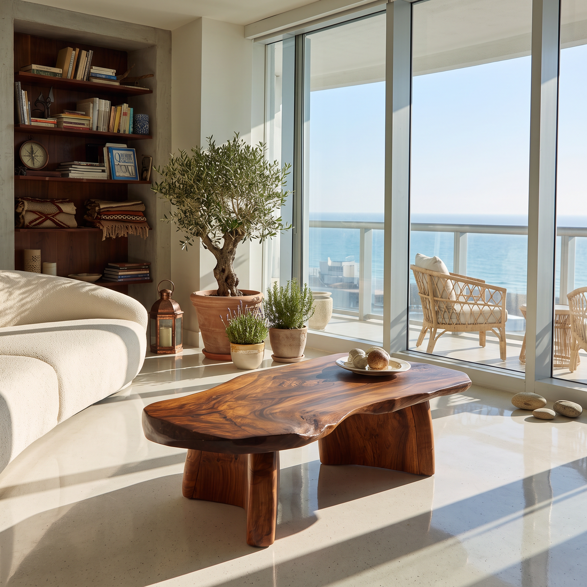 Organic Modern Live Edge Coffee Table With Natural Edge Design For Living Room