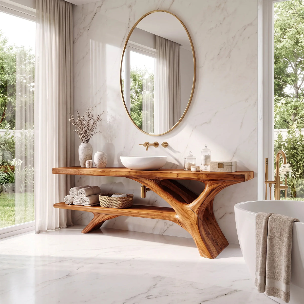 Organic Modern Bathroom Vanity Bathroom Vanity With Sink Open Shelf Design For Spa Bathroom