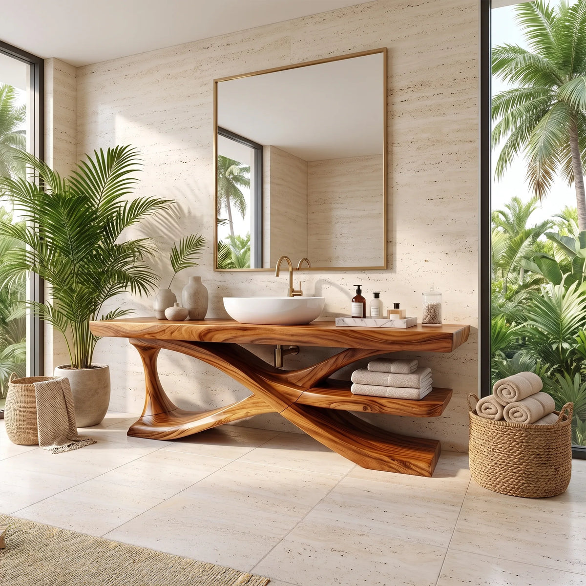 Minimal Modern Bathroom Vanity Bathroom Vanity With Sink Wooden Bathroom Vanity Extended Open Shelf For Contemporary Bat
