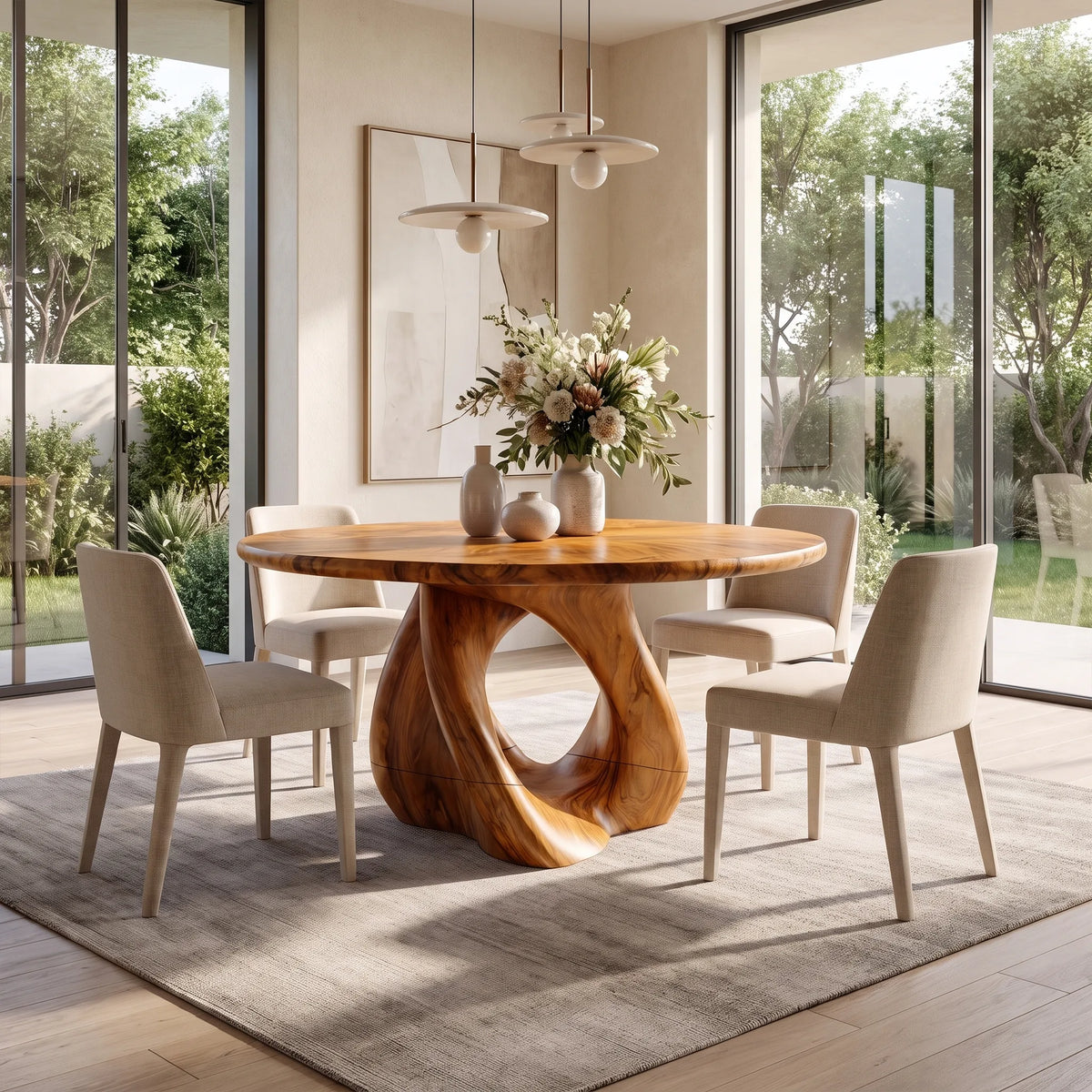 Serene Round Dining Table Modern Dining Room Table For Patio Dining Area