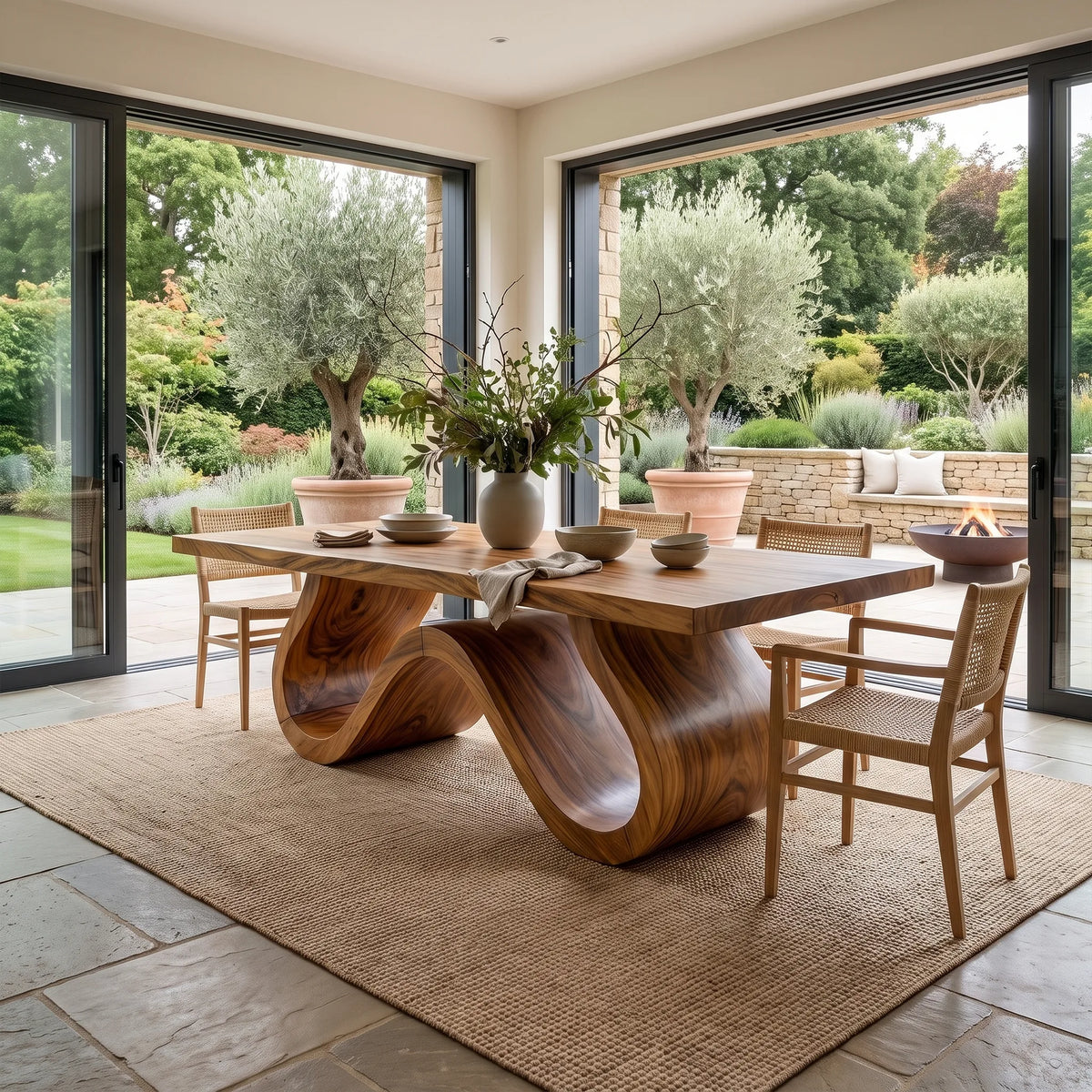 Sculptural Modern Dining Table Rectangle Dining Room Table For Living Room