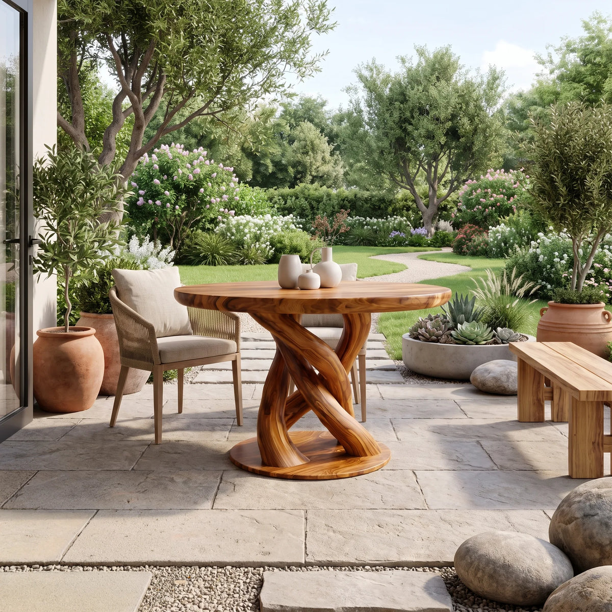 Airy Round Dining Table Dining Room Table Intertwined Base For Kitchen Dining Area