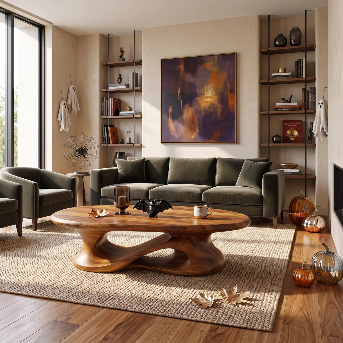 Contemporary Halloween Curved Coffee Table For Home Interior