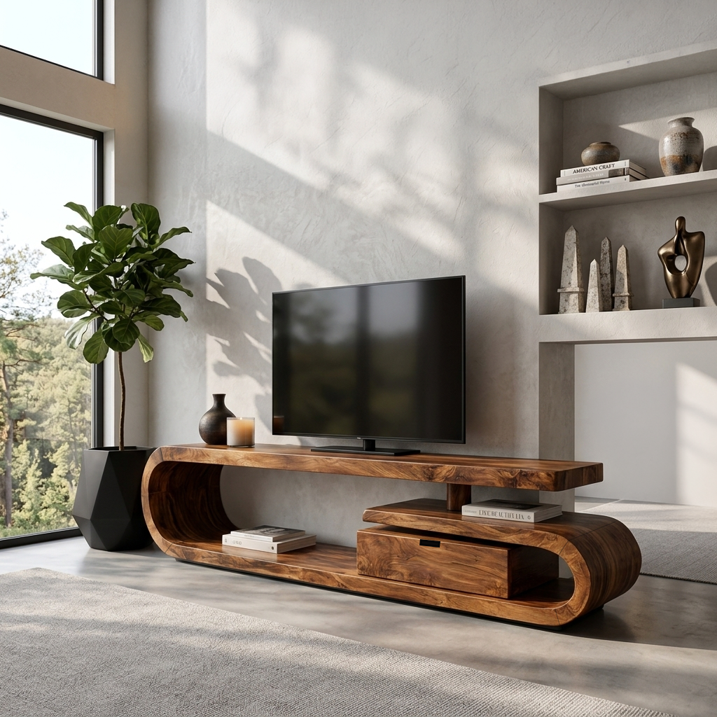 Handcrafted TV Cabinet For Living Room Media Use