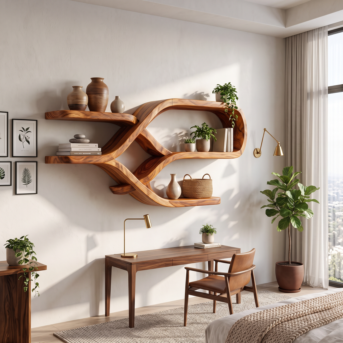 Modern Organic Floating Display Shelves For Bedroom