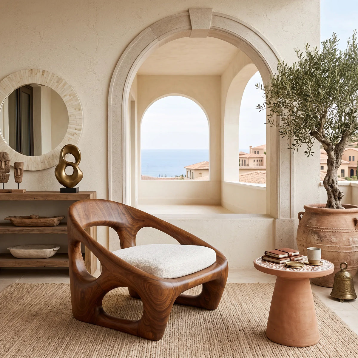 Modern Armchair With Biomorphic Open Frame For Luxury Living Room