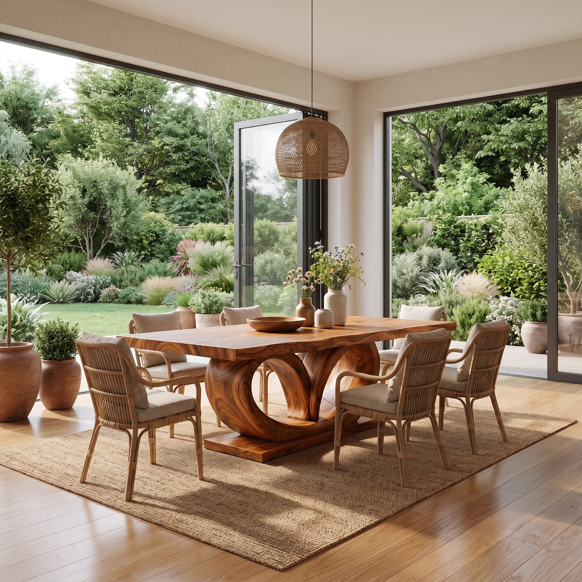Organic Modern Dining Table Dining Room Table Rectangle Dining Table Curved Base For Dining Room