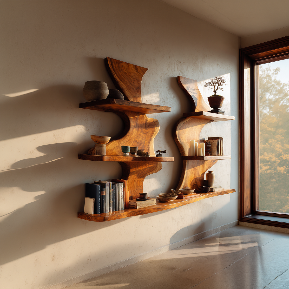 Organic Modern Decorative Wall Shelves For Living Room