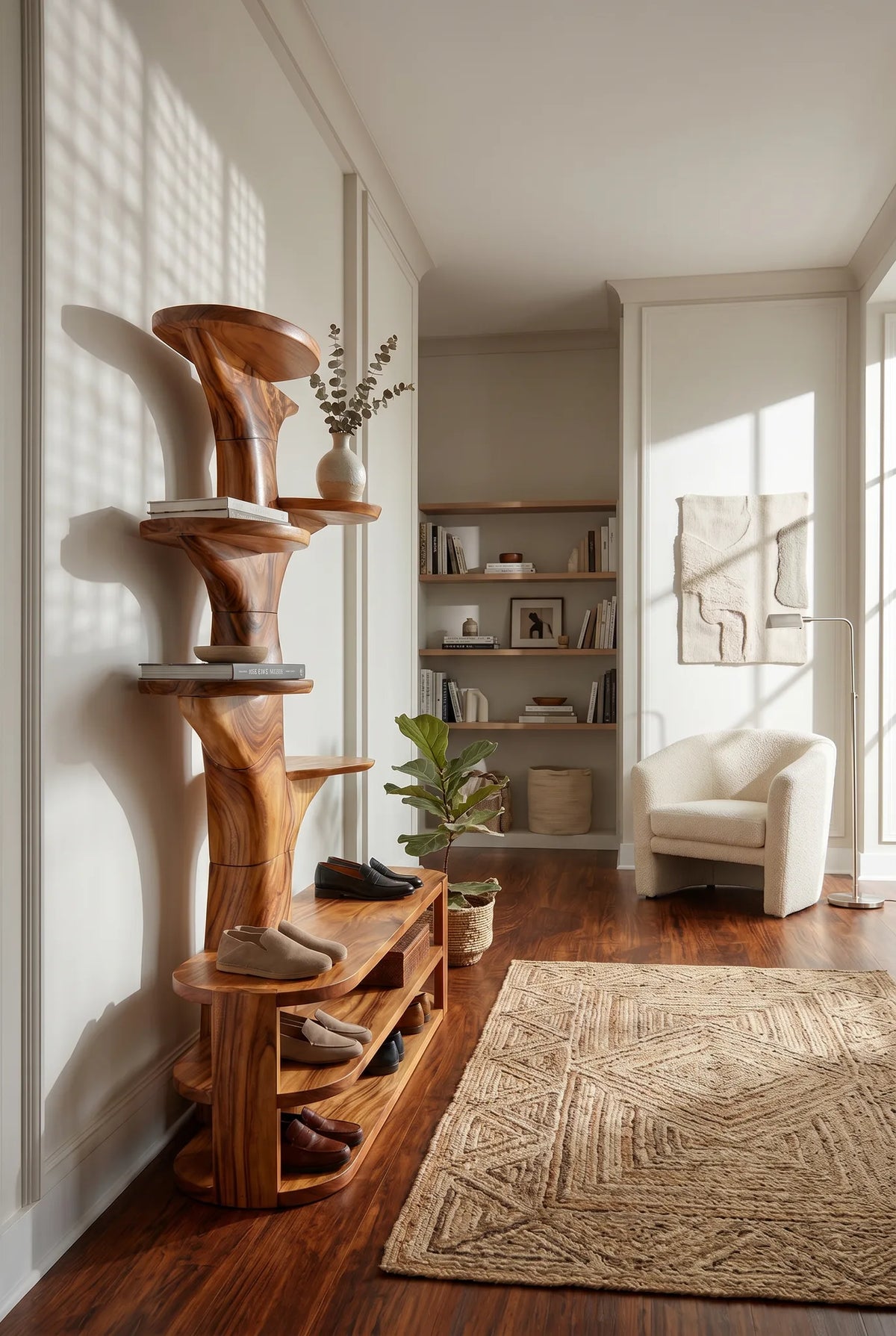 Industrial Shoe Rack Shelf For Loft Entryway Hallway Placement