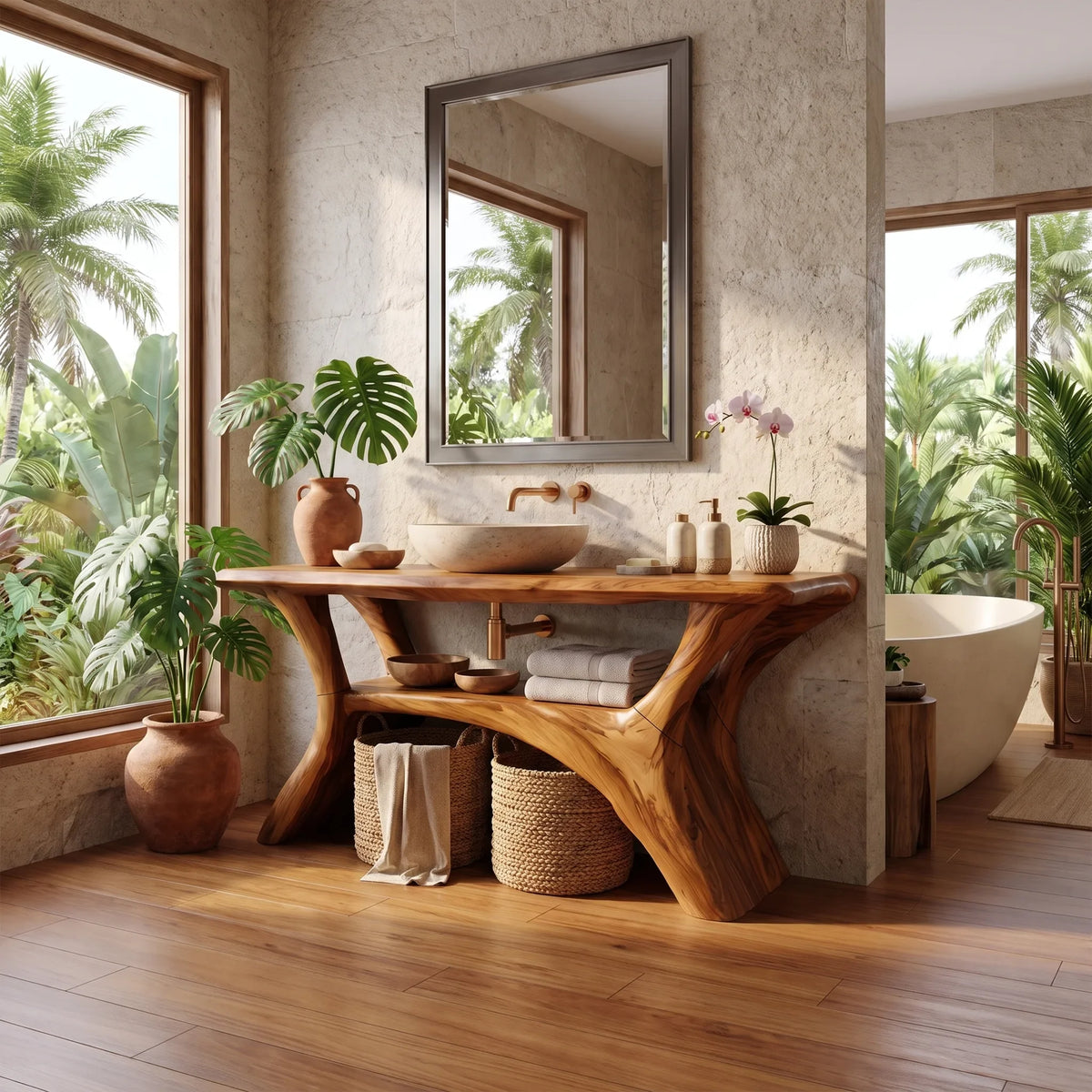 Refined Modern Bathroom Vanity Bathroom Vanity With Sink Wooden Bathroom Vanity Dual Open Shelves For Primary Bathroom