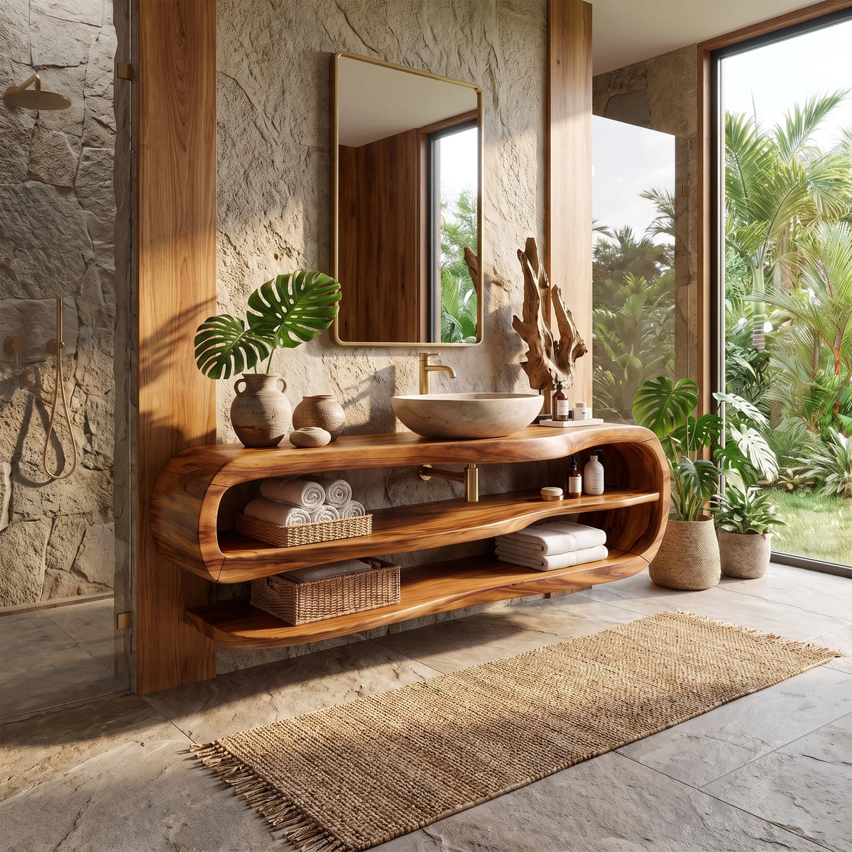 Peaceful Floating Bathroom Vanity Bathroom Vanity With Sink Modern Bathroom Vanity Long Double Shelf For Spa Bathroom