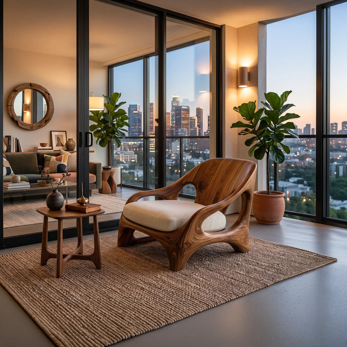 Modern Accent Chair With Organic Loop Frame For Living Room