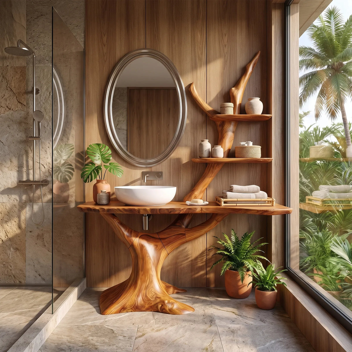 Artistic Bathroom Vanity With Sink Wooden Bathroom Vanity Modern Bathroom Vanity Tree Inspired Shelving For Contemporary