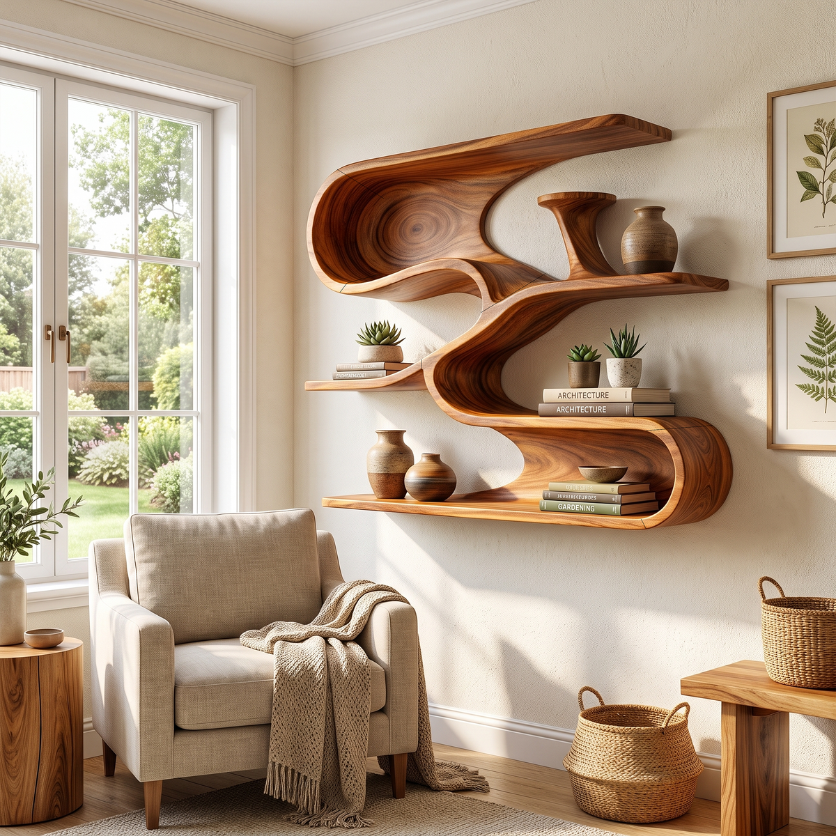 Modern Organic Decorative Wall Shelves For Bathroom