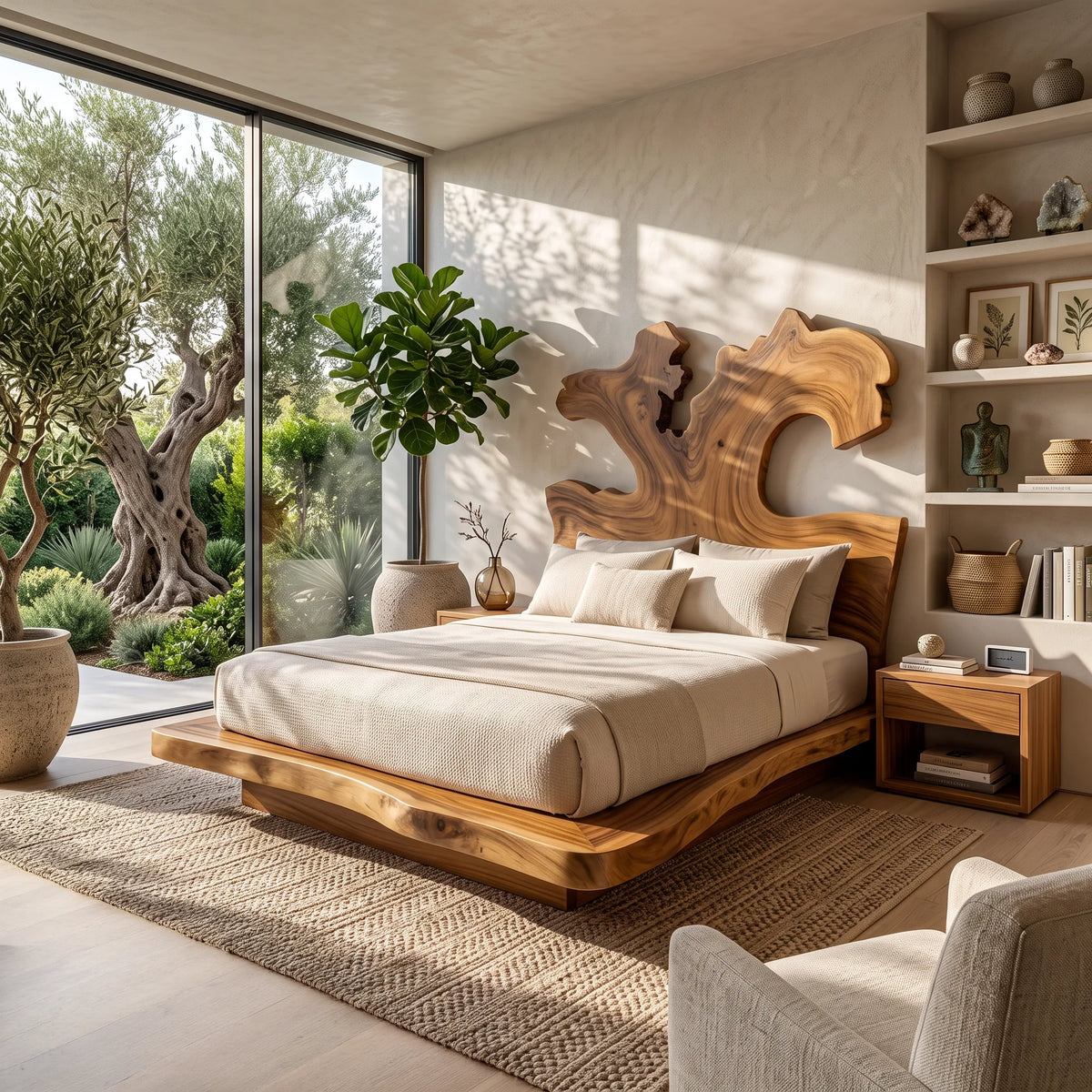 Luxury Bed Frame Freeform Sculptural Headboard For Master Bedroom